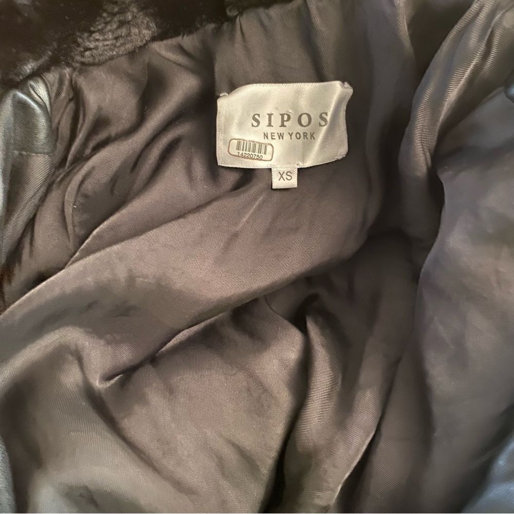 Sipos Black Faux Leather Bomber Jacket Size XS - Picture 6 of 7